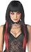 Womens Long Black Red Streaks Goth Party Straight Wig Gothic Partygirl Vamp Vampy Streaked Vampire