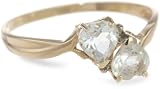 10k Yellow Gold White Topaz and Diamond Heart Ring (0.02 cttw, I-J Color, I1 Clarity)