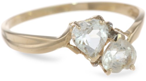 10k Yellow Gold White Topaz and Diamond Heart Ring (0.02 cttw, I-J Color, I1 Clarity)