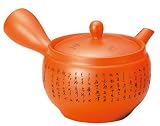 常滑焼 弘洋朱泥弥生細字かご網急須 F1159