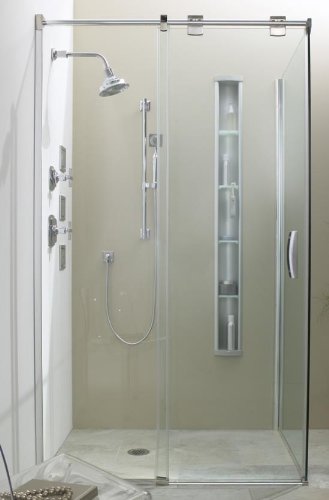 Kohler K-705790-L-SHP Minima Left-Hand Frameless Corner Rectangle Enclosure, Bright Polished Silver