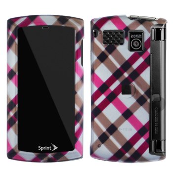 cell phone, Hot Pink and Brown Cross Plaid Snap on Hard Skin Cover Case for Sanyo Incognito 6760 + Microfiber Cell Phone Bag