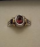 Simulated Garnet Oval Ring with Gold Accents - Size 9