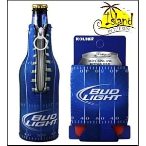 (2) Bud Light Football Beer Can and Bottle Koozie Cooler by 