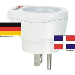 Reisestecker Adapter f�r Dominikanische Republik auf Deutschland Schukostecker,Domrep-Reiseadapter