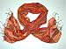 Tangerine, Pink, and Mauve Vertical Stripes Handloom Rayon Scarf with Embroidered Striped Highlights, 14 inches X 64 inches
