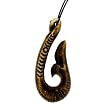 Resin Imitation Bone Pendant Fish Hook - Adjustable Cord - 74mm x 32mm