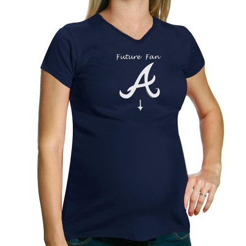 Atlanta Braves Ladies Future Fan Maternity V-Neck T-Shirt - Navy Blue (Small)