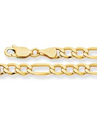 14K Yellow Gold Light Figaro Chain Bracelet - Width 4.6mm - Length 7 Inch