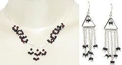 Necklace Earings Sterling Silver Garnet Jewelry Set