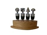 Happy Hour 10441 4-Piece Geometric Stopper Set with Wooden Stand