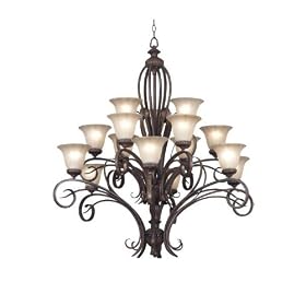Rochester 15 light Chandelier, PAINTED AMBER, ARUBA TEAK by Home Decorators Collection