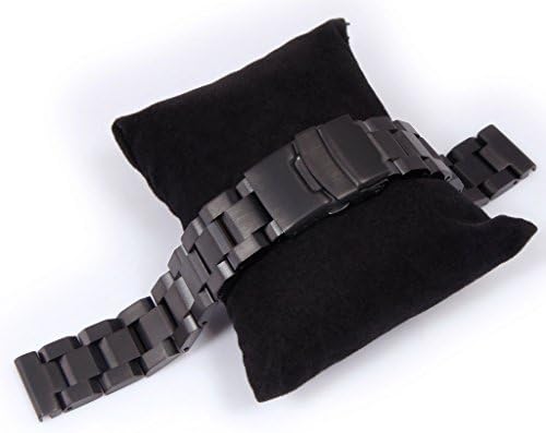 Ipara Fashion Mens Black Ion-Plated Gunmetal Stainless Steel Watch Replacement Band Bracelet Strap Belt, 18mm