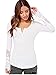 Kufv® Women's Gauze Splicing Lace Swallow Tail Basic Top Long Sleeve T Shirt