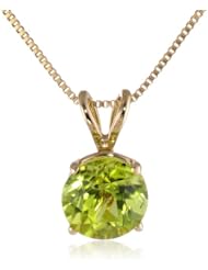 14k Gold 6mm Round Birthstone 4-Prong Solitaire Pendant, 18"