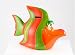 Funny Tropical Butterfly Fish Hand Painted piggy bank -- orange/green stripes