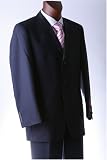 Men's Single Breasted Navy Plaid Super 150s Wool Feel Dress Suit