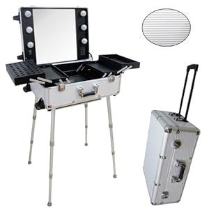 Valise studio make up trolley, Table de maquillage Ampoules, Grise