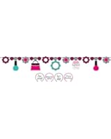 Creative Converting Pink Zebra Boutique Ribbon Garland with Slumber Party Shapes