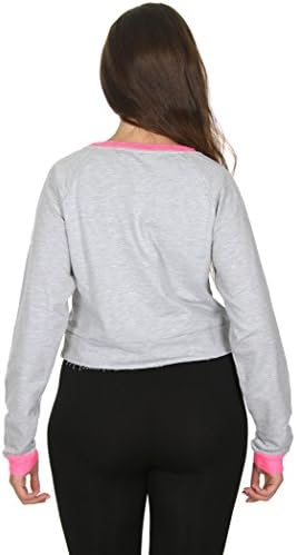Diseney Women's Micky Long Sleeve Crop Top, Pink (Large)