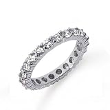 14k White Gold Round Diamond Ladies Eternity Anniversary Stackable Ring Wedding Band (1.50 cttw, H-I Color, I1-I2 Clarity)