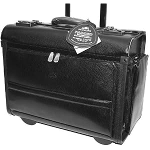 Mancini Black Lawyer litigation Rolling Leather Briefcase Laptop