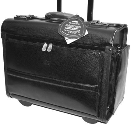 Mancini Black Lawyer/litigation Rolling Leather Briefcase Laptop