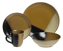Sango Gold Dust Black 16-Piece Dinnerware Set, Service for 4