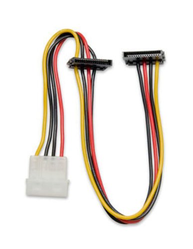 IO Crest SY-CAB40018 12? Molex 4-Pin to 2x 15-Pin Right Angle SATA Power Cable