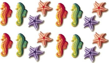 Fish Cakes Decorations - Sea Assortment Edible Hard Sugar Decorations by Lucks