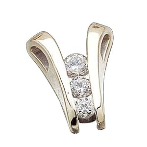 14kt White Gold Past, Present and Future Diamond Pendant