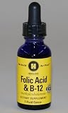 Vitamin B12-Folic Acid Drops, Sublingual Form, A Natural Vegetarian Professional and Complementary Supplement Health Formula, + Antioxidant by Highland Labs