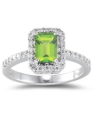 0.26 Cts Diamond & 1.00 Cts Peridot Ring in 18K White Gold