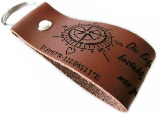 AREA17® Personalized Engraved Leather Children Keychain Cognac - including your individual engraving