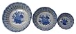 Blue and white lattice fruit bowl baskets - set of 3 porcelain