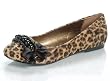 Furry Leopard Satin Bow Ballet Flat Emo