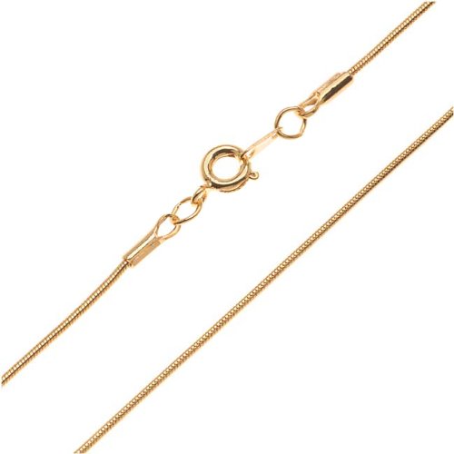 22K Gold Plated 1mm Snake Chain Necklace With Clasp - 16 Inches