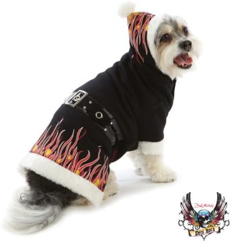 Bret Michaels Pets Rock Holiday Flame Hoodie Dog Pupper Winter Jacket Small