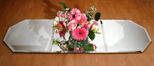 Decorative Mirrored Glass Three Piece Table Runner with Beveled Edges by Mirror Place