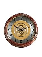 Metal Loft Reloj De Pared Rojo