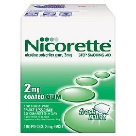 Nicorette Fresh Mint Gum, 2 Mg, 190 Pieces