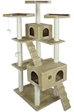 BestPet Cat Tree Pet House Condo Activity, 73-Inch, Beige