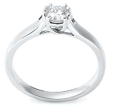 3/8 ct Round Diamond Double Prong-Set Solitaire Engagement Ring 14k White Gold (SI2, H-I)