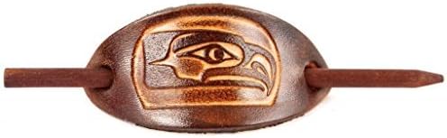Marakesh Leather Handmade Seahawks Leather Hair Barrette - Medium Brown/Natural by Marakesh Leather