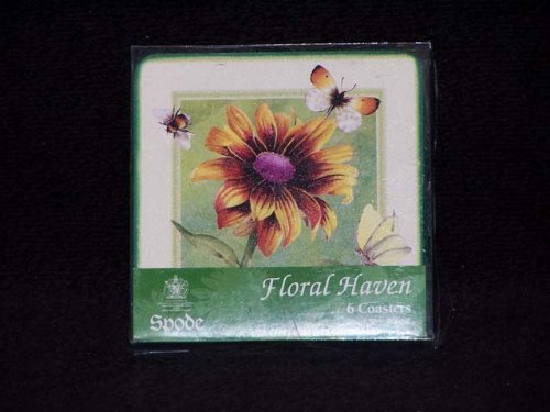 Spode Floral Haven 4-Inch Square Coasters, Set of 6