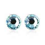 Aquamarine Blue Studs Crystal Wheel Earrings Used Swarovski Crystals