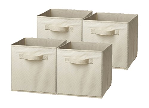 Sorbus 4-pack foldable storage cube basket bin, beige