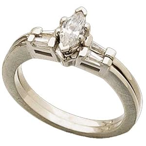 Platinum Marquise Style Diamond Wedding Ring Set (Center stone is not included)