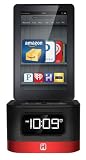 iHome iK50B SMARTDESIGN Space Saver FM Stereo Alarm Clock/Charger for Kindle Fire, Black