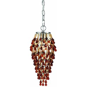 AF Lighting 8121-1H Crystal Teardrop Mini Chandelier, Amber Glass